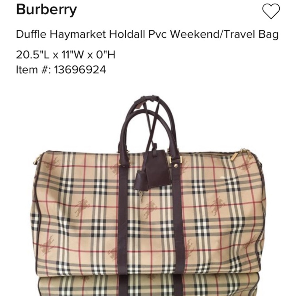 Burberry Duffle Haymarket Holdall PVC AUTHENTIC